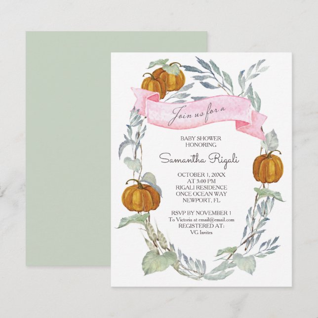 Lite Höst löv babystövel på hösten Inbjudningar (Fram/baksida)