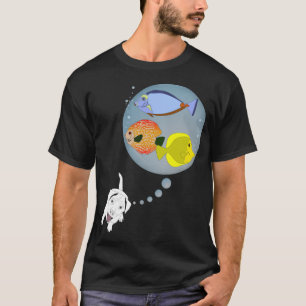 Lite hund tänker på tre stora djurbarn t shirt