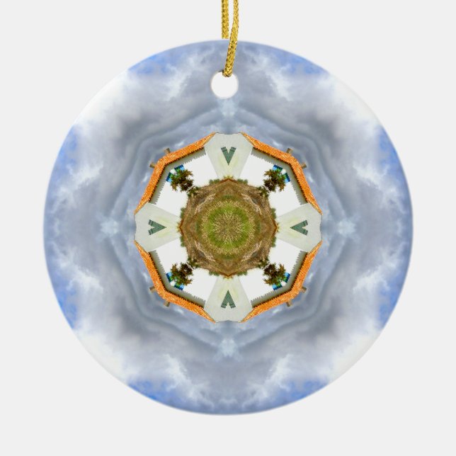 Lite hus på den Prarie mandalaen Julgransprydnad Keramik (Framsidan)