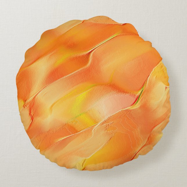 Lite i gult och mycket orange rund kudde (Baksidan)