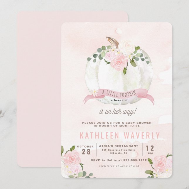Lite inbjudan för baby shower för pumpanedgång (Fram/baksida)