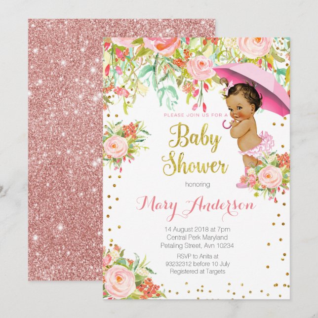 Lite inbjudan för Princess baby shower (Fram/baksida)