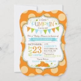 Lite inbjudan för pumpapolka dotsbaby shower