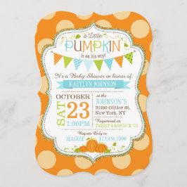 Lite inbjudan för pumpapolka dotsbaby shower