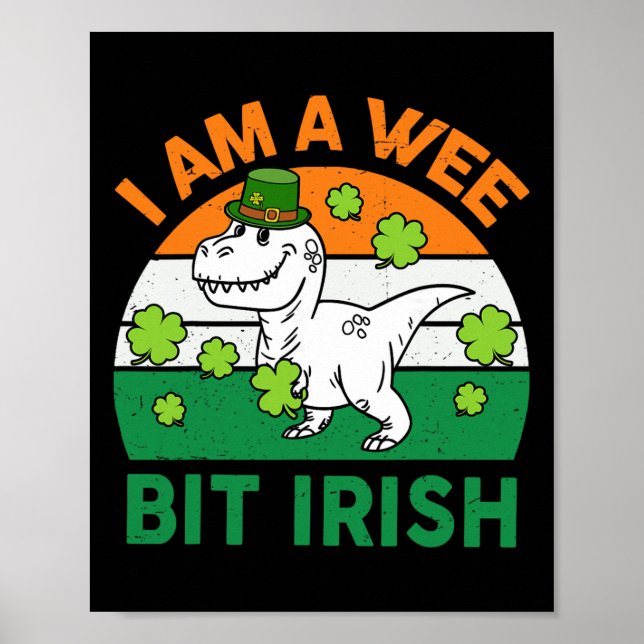 Lite irländsk St Patrick Day dinosaurie småpojke  Poster (Framsidan)