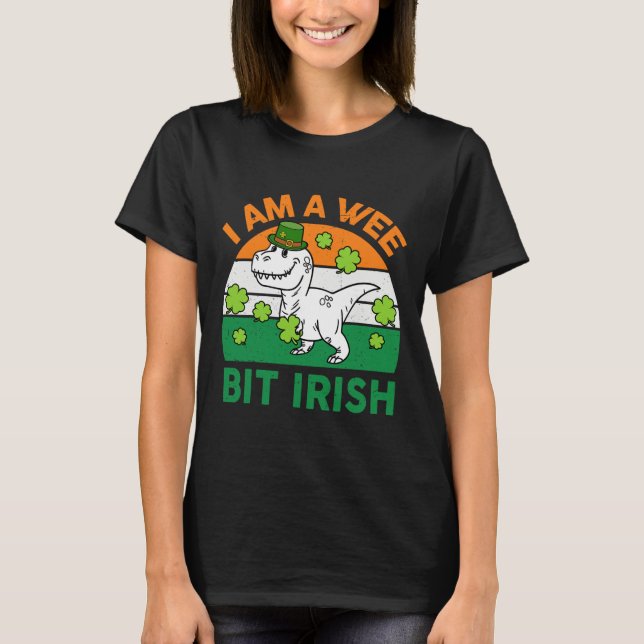 Lite irländsk St Patrick Day dinosaurie småpojke  T Shirt (Framsida)