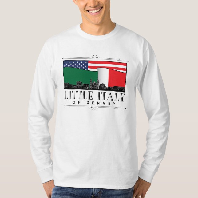 Lite Italien av Denver Classic WHITE-Långärmaden T Shirt (Framsida)