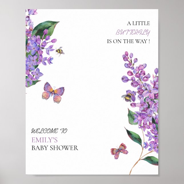 Lite kärlek i en burk Butterfly Baby Shower Poster (Framsidan)