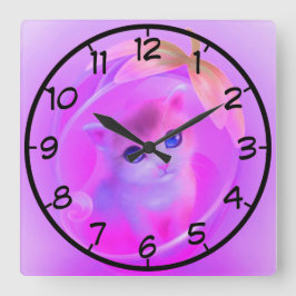 lite katt fyrkantig klocka