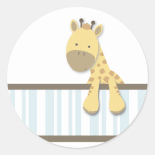 Lite klistermärkear för giraff {blått} runt klistermärke
