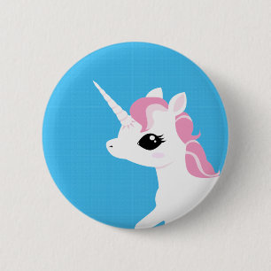 Lite knäppas unicornen med den rosa manen emblem knapp