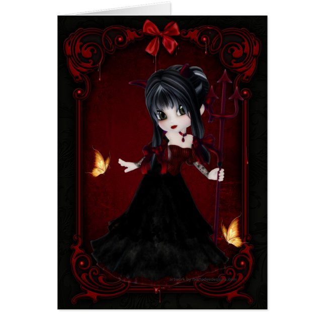 Lite kort för design 1 för kakadjävulenflicka (Framsidan)