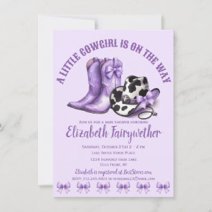 Lite Lila Bows Baby Shower Inbjudningar