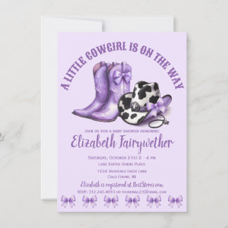Lite Lila Bows Baby Shower Inbjudningar
