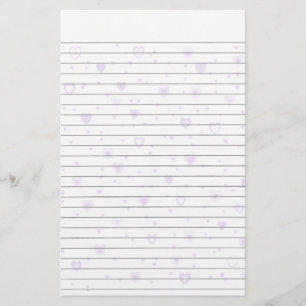 Lite Lila Hearts Linted Stationery Brevpapper