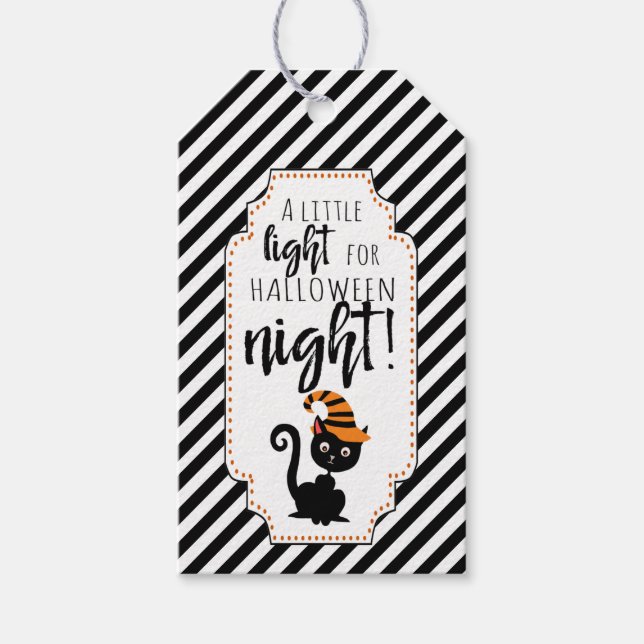 Lite ljus för halloween-glödspak presentetikett (Framsidan)