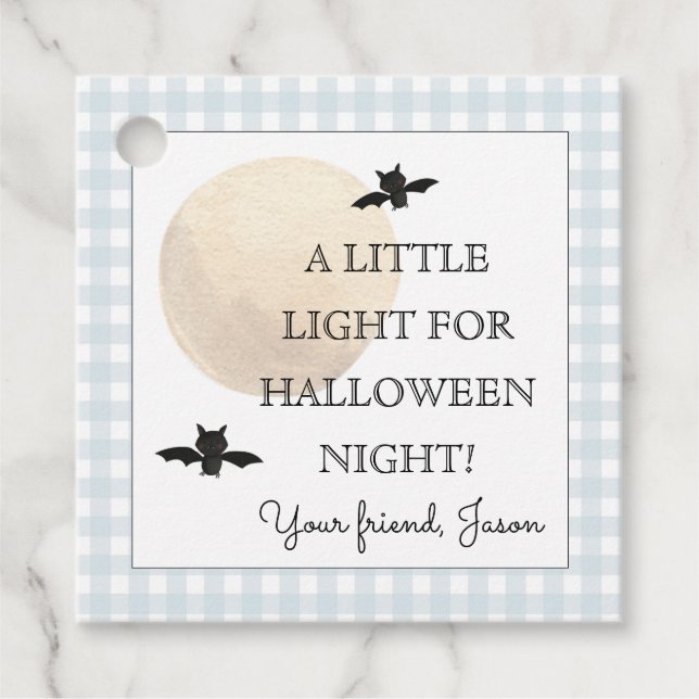 Lite ljus för Halloween Nattblå pojke Gåvor Etiketter (Framsida)