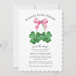 Lite Lucky Charm Shamrock Coquette Bow Inbjudningar