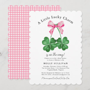 Lite Lucky Charm Shamrock Coquette Bow Inbjudningar