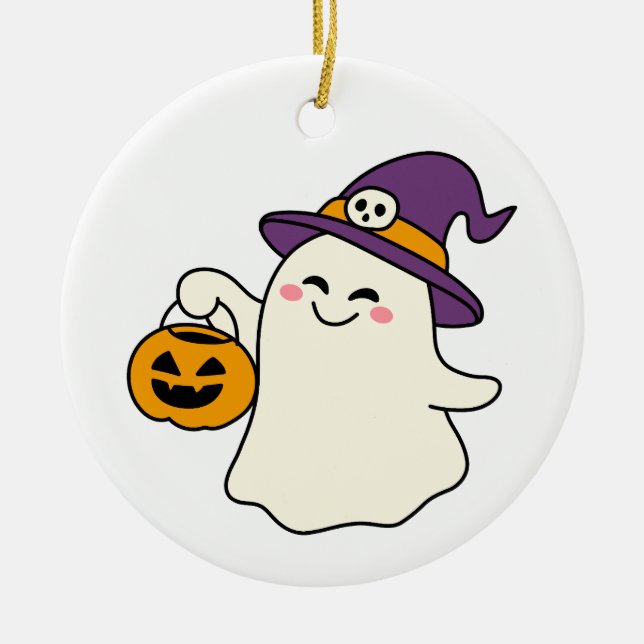 Lite Magi Gör Halloween Roligare Julgransprydnad Keramik (Framsidan)