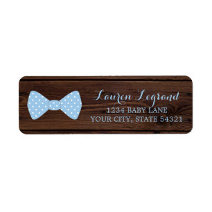 Lite manbaby shower lantliga Wood Bowtie Returadress Etikett
