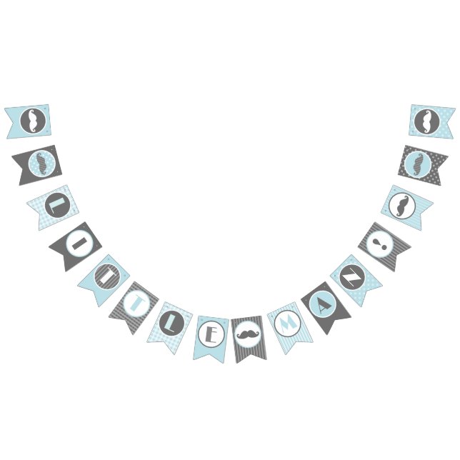 Lite manblått och grå färgmustaschbaner vimplar (Alla)