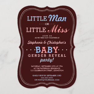 Lite manen eller den Fröcken babygender avslöjer Inbjudningar