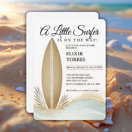 Lite minimalistiskt Guld-babyskor Inbjudningar