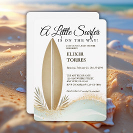 Lite minimalistiskt Guld-babyskor Inbjudningar