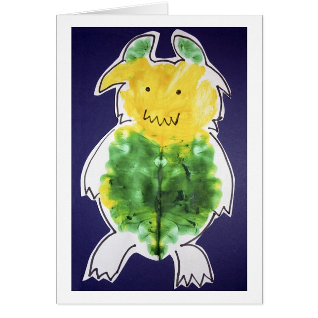 Lite monster - porträttmalldesign hälsningskort (Framsidan)