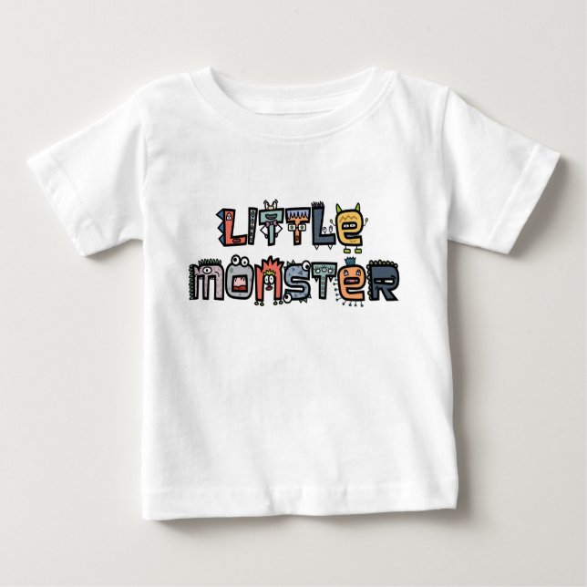 Lite monster - text klottrar (pastell) t shirt (Framsida)