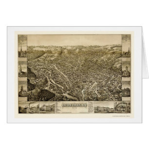 Lite nedgångar, panorama- karta för NY - 1881 Hälsningskort