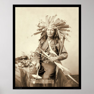 Lite Oglala ledare på det sårada knäet SD 1890 Poster