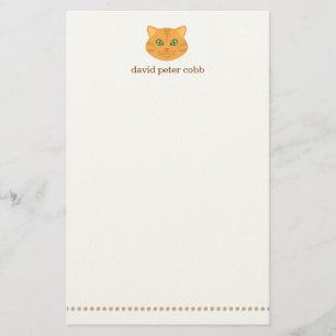 Lite orange tabby kattpersonligbrevpapper brevpapper