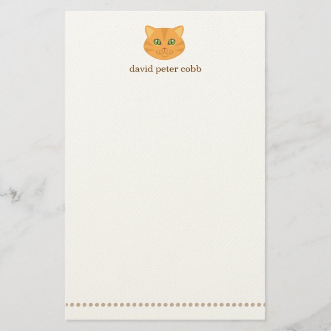 Lite orange tabby kattpersonligbrevpapper brevpapper (Framsida)