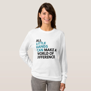 Lite på burk händer kvinna 2 sidlångärmadskjor t shirt
