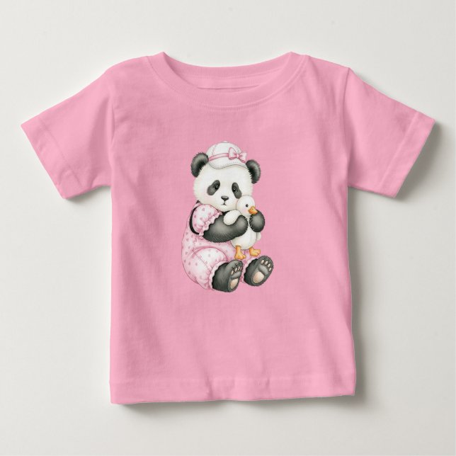 Lite panda i en rosa-hoppdräkt av Natasha Us T Shirt (Framsida)