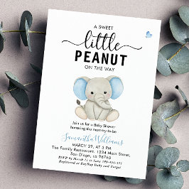 Lite peanut Cute Blue Elephant Baby Shower Inbjudningar