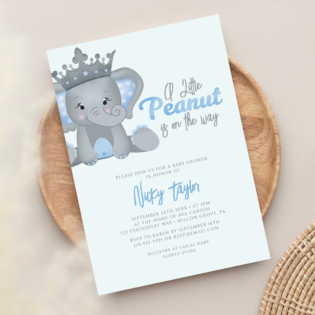 Lite peanut Cute Elephant Baby Shower Inbjudningar (Skapare uppladdad)