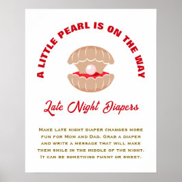Lite Pearl Roligt Baby Shower Late Night Diaper Poster