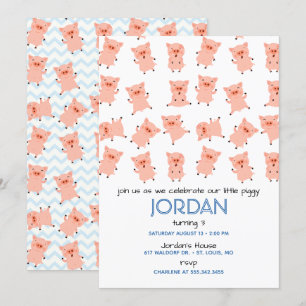 Lite Piggy födelsedagsfest inbjudan