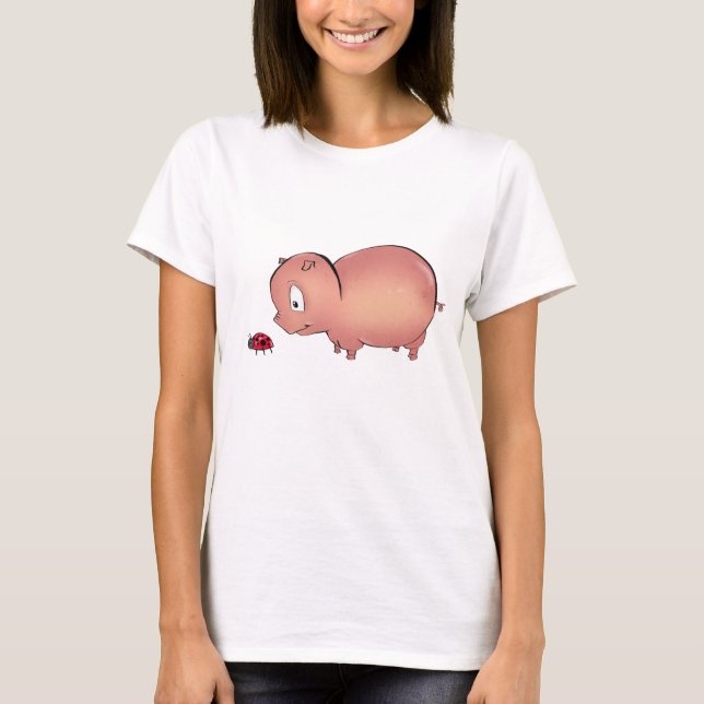 Lite Piggy följer nyckelpiga T-shirt (Framsida)