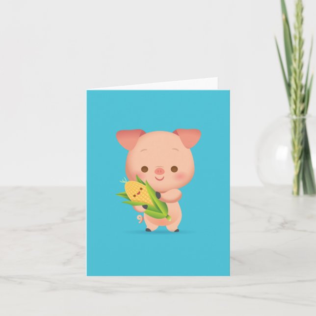 Lite Piggy Notecard Kort (Framsida)