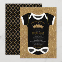 Lite Prince Svärta & kunglig guld- baby shower
