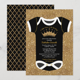 Lite Prince Svärta & kunglig guld- baby shower Inbjudningar