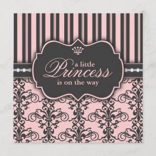 Lite Princess på långt den svart baby shower för Inbjudningar