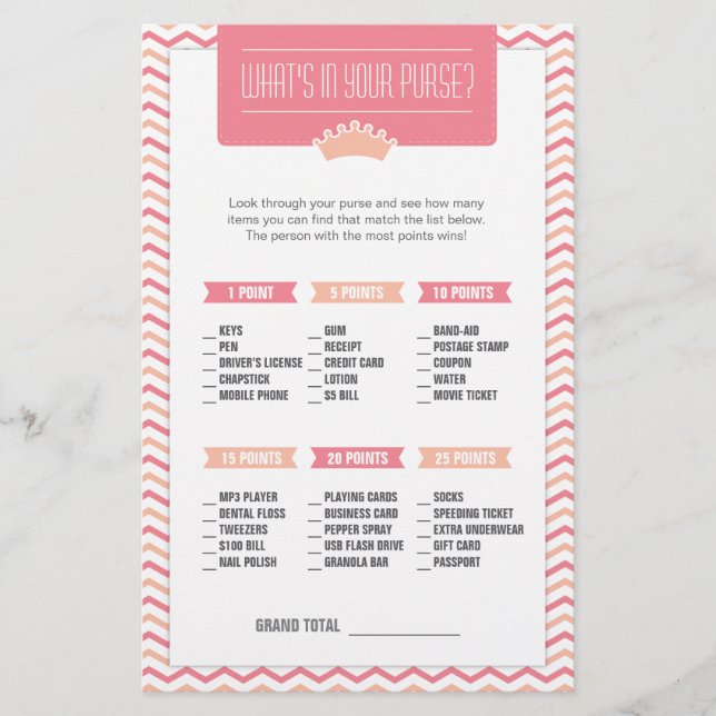 Lite Princess vad är i din handväskalek Brevpapper (Framsida)