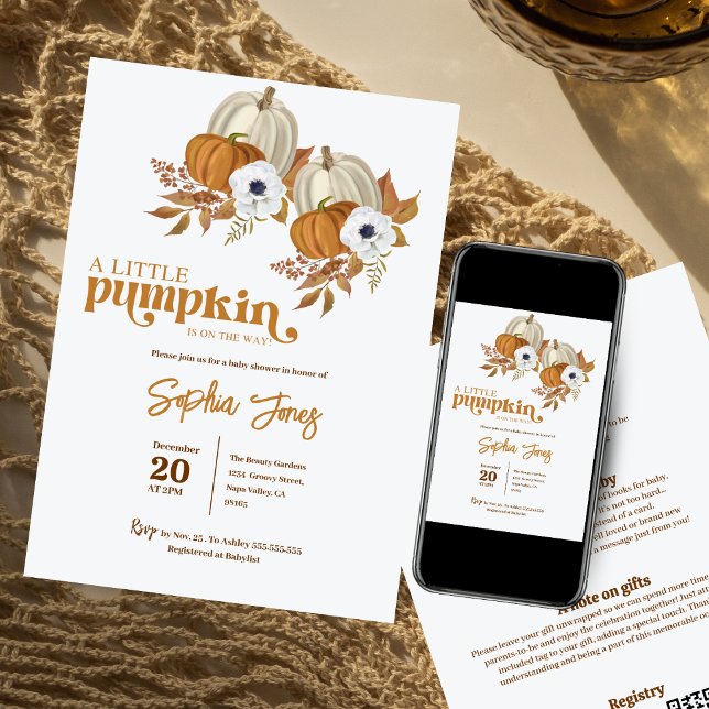 Lite pumpa könsneutralt fall babydusch inbjudningar (Skapare uppladdad)