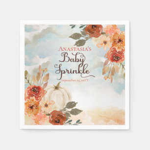 Lite Pumpkin Blommigt Girl Baby Sprinkle Pappersservett