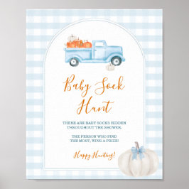 Lite Pumpkin Blue Lastbil Gingham Baby Sock Hunt Poster